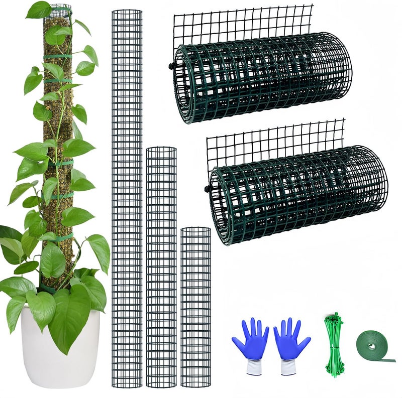 chicarry Moss Pole DIY Kit, 6.6ft Metal Moss Pole for Plants Monstera, 2Pcs 8.3in×3.3ft Steel Wire Mesh with Cable Zip Ties, Max Make 4Pcs 20" Sphagnum Moss Pole (6.6ft Wire Mesh Without Plier) - Image 1